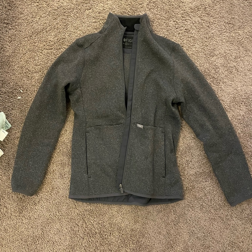 Charcoal Grey Figs On-Shift Sweater Knit Jacket